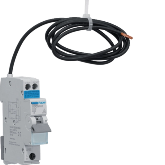 Hager RCBO 1M 1P+N 6kA C-16A 30mA A