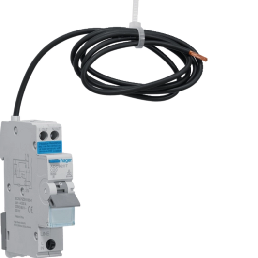 Hager RCBO 1M 1P+N 6kA C-20A 30mA A ADC920T